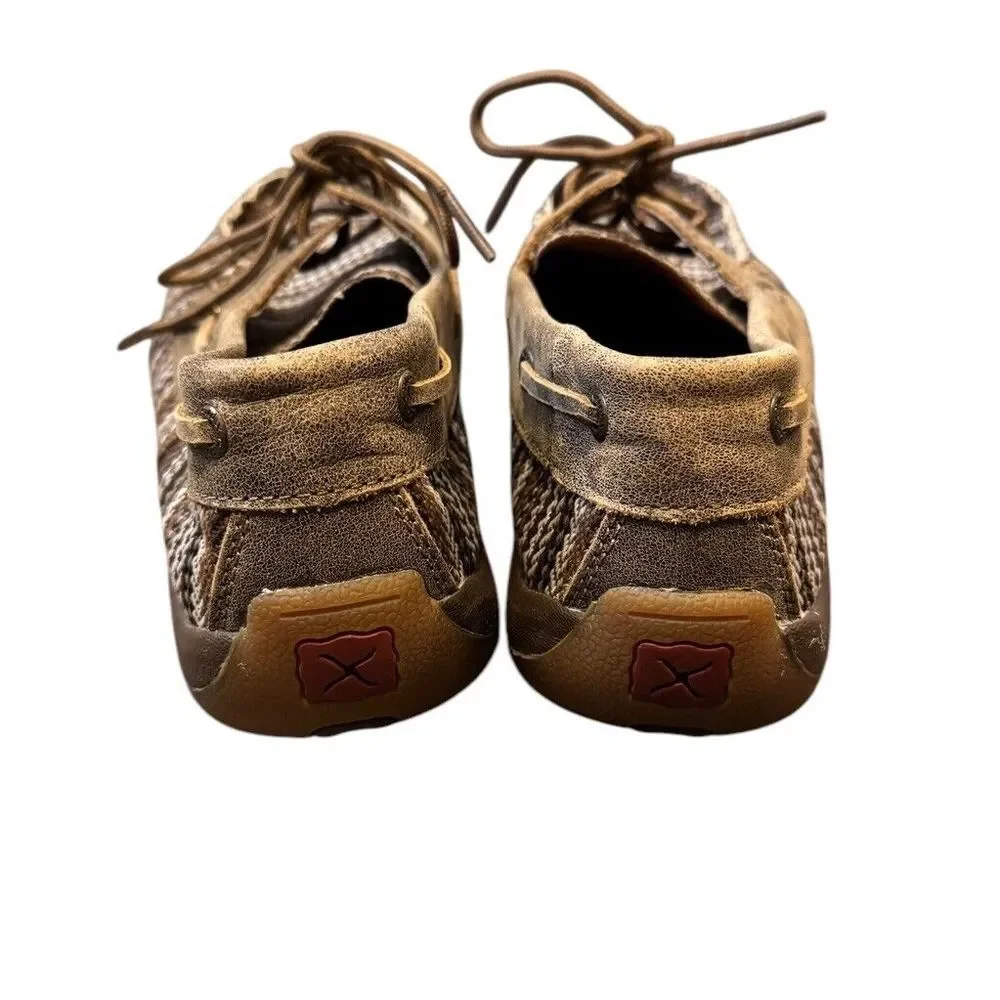 Womens Twisted X Leather Boat Driving Brown Southwest Style Size 10m Shoes‎ Rare